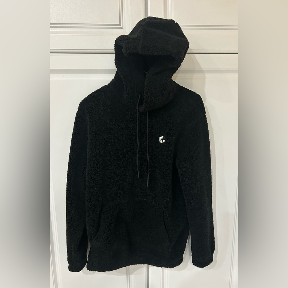 DIVIDED by H&M Men’s Oversized Sherpa Drawstring Black Hoodie Sweatshirt Size XS